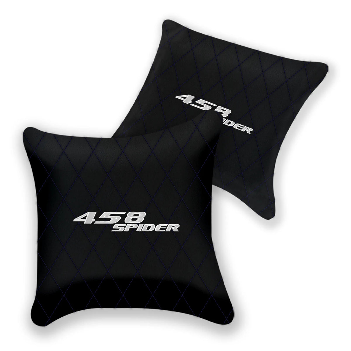 Customizable Black Leather Pillows Set of 2 for Ferrari 458 Spider (2012-2015) - Various Stitching Colors