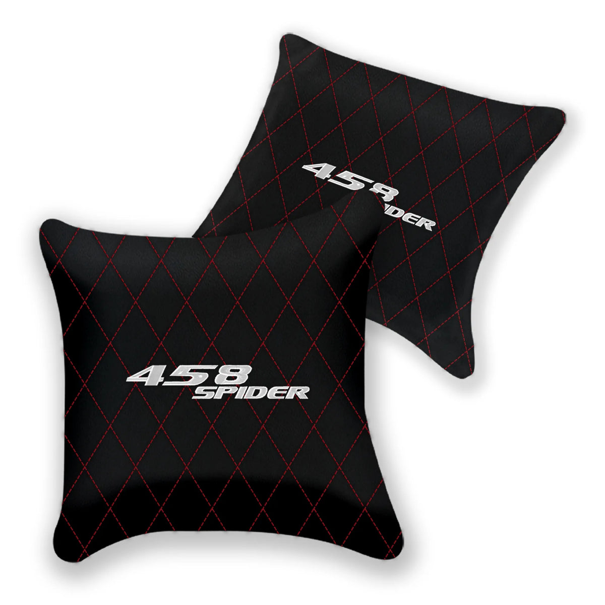 Customizable Black Leather Pillows Set of 2 for Ferrari 458 Spider (2012-2015) - Various Stitching Colors