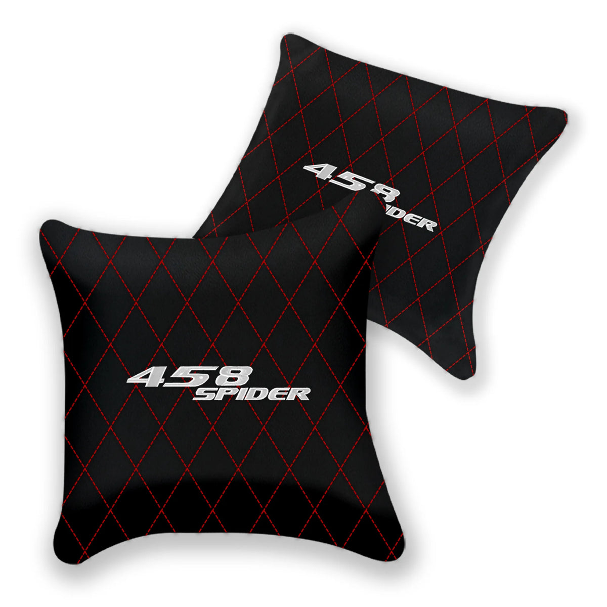 Customizable Black Leather Pillows Set of 2 for Ferrari 458 Spider (2012-2015) - Various Stitching Colors