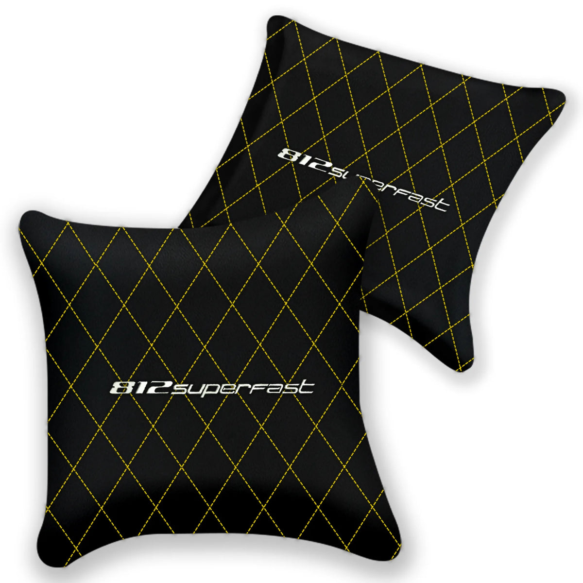 Customizable Black Leather Pillows Set of 2 for Ferrari 812 Superfast (2018-2023) - Various Stitching Colors