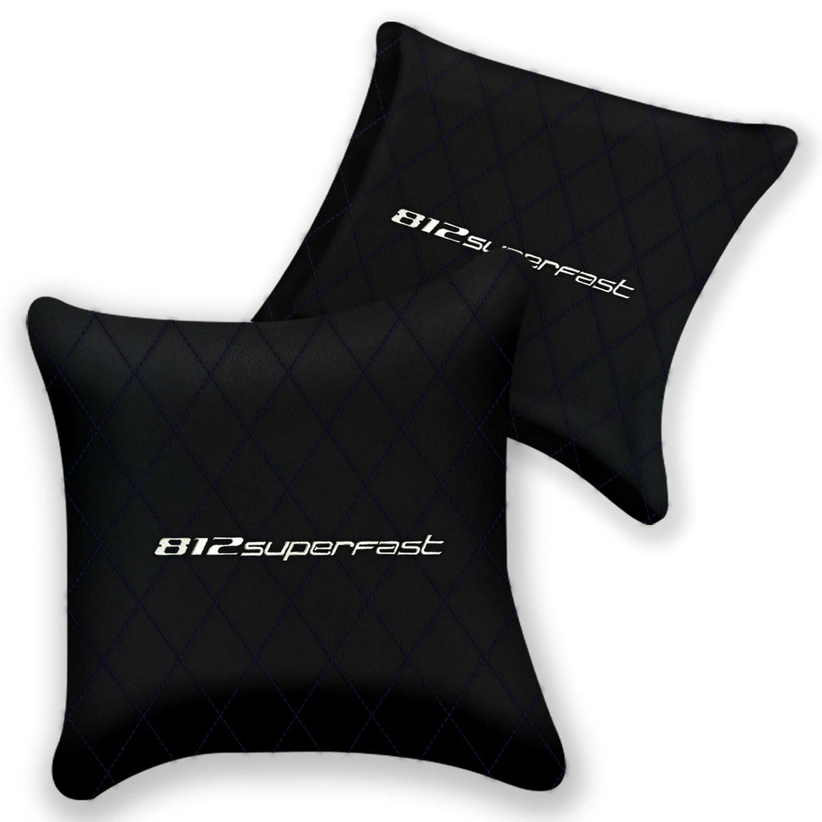 Customizable Black Leather Pillows Set of 2 for Ferrari 812 Superfast (2018-2023) - Various Stitching Colors