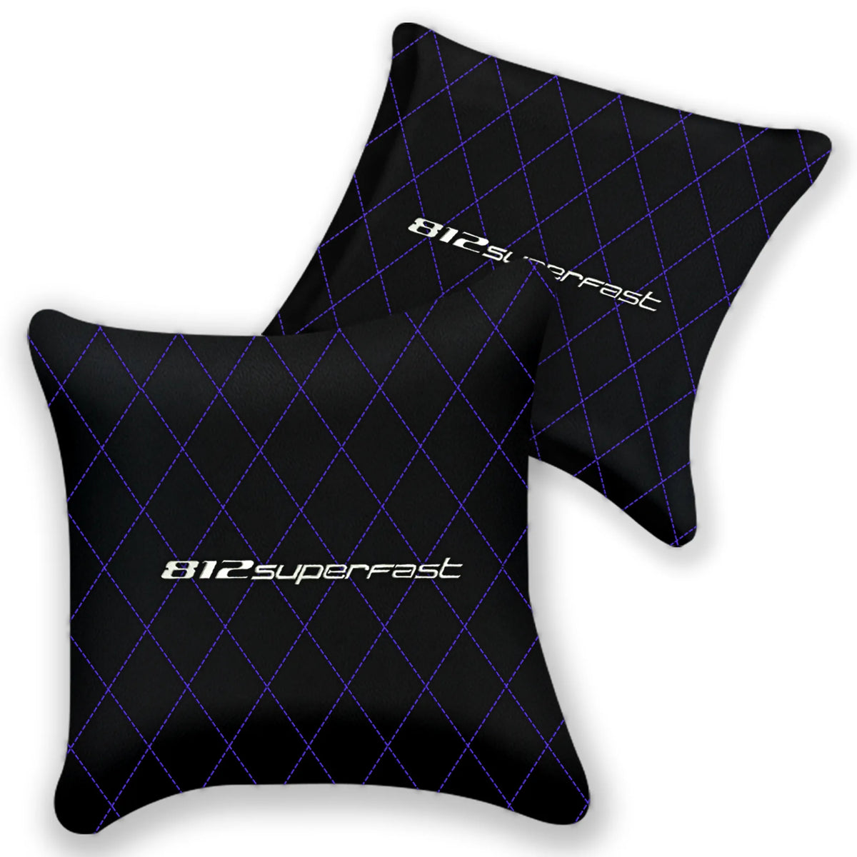 Customizable Black Leather Pillows Set of 2 for Ferrari 812 Superfast (2018-2023) - Various Stitching Colors