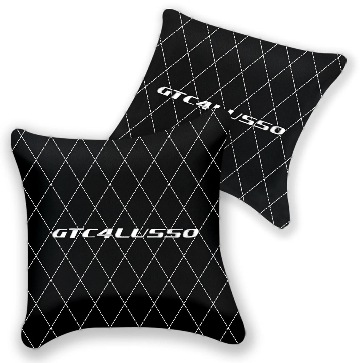 Customizable Black Leather Pillows Set of 2 for Ferrari GTC4 Lusso (2016-2023) - Various Stitching Colors