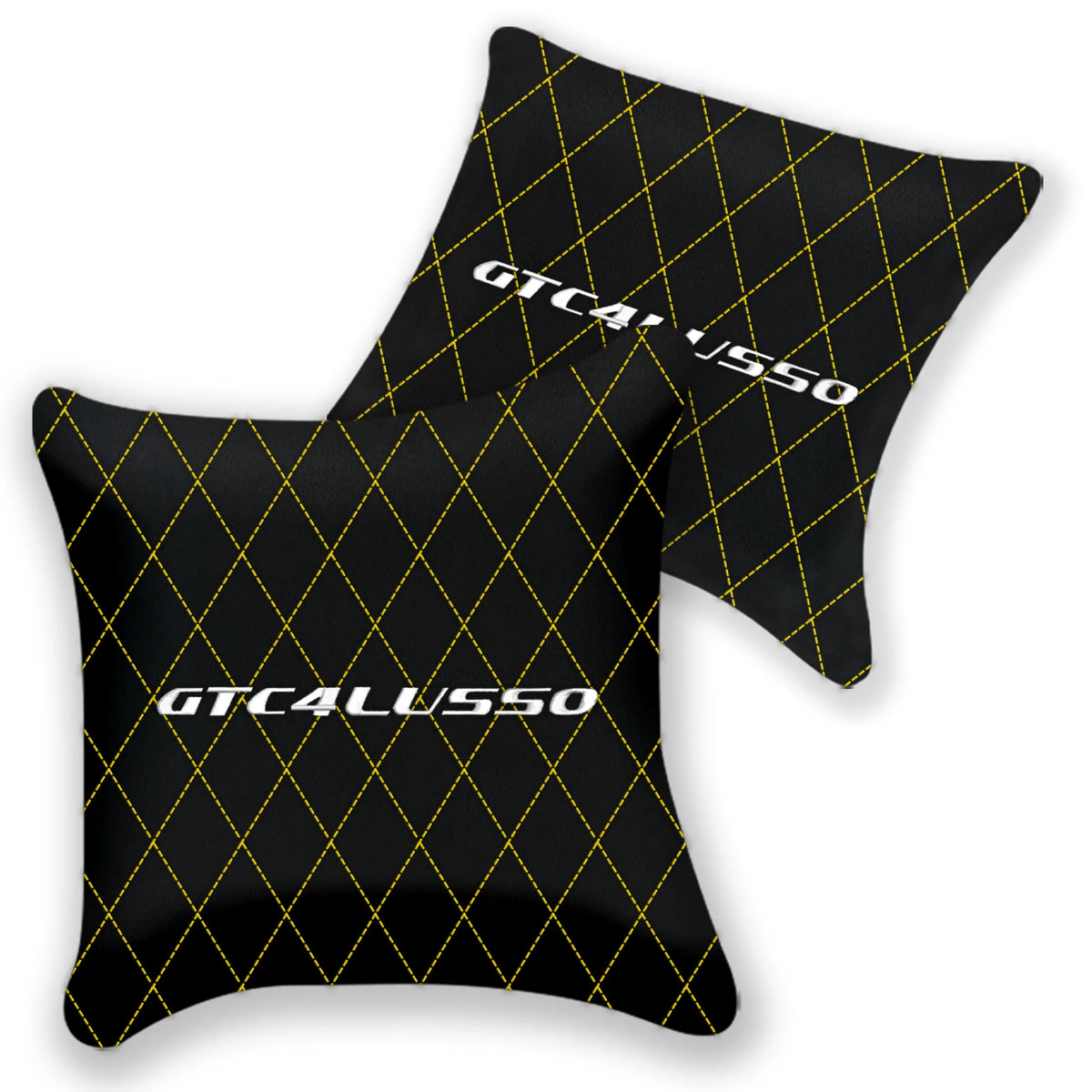 Customizable Black Leather Pillows Set of 2 for Ferrari GTC4 Lusso (2016-2023) - Various Stitching Colors