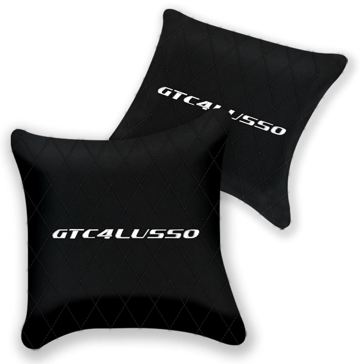 Customizable Black Leather Pillows Set of 2 for Ferrari GTC4 Lusso (2016-2023) - Various Stitching Colors