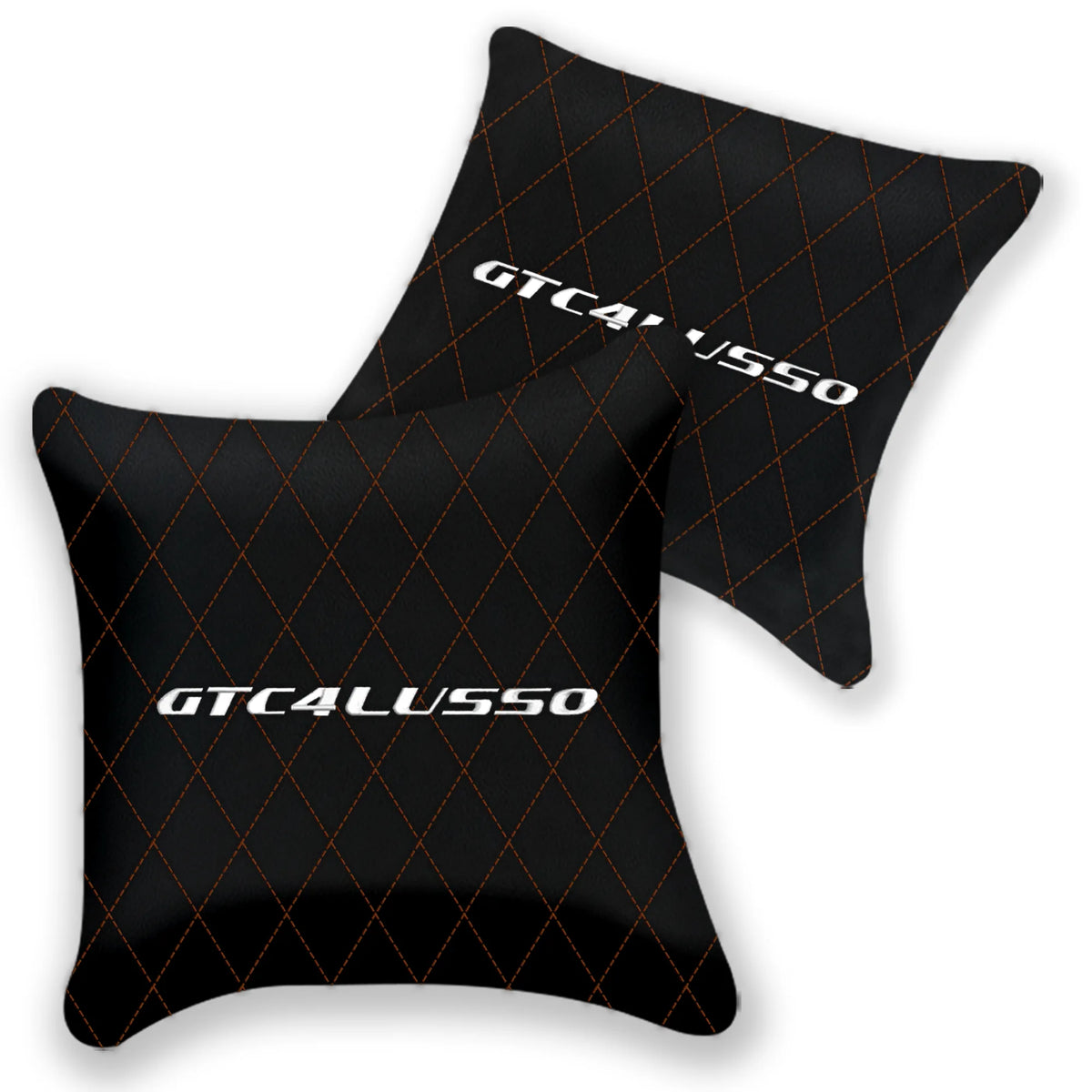 Customizable Black Leather Pillows Set of 2 for Ferrari GTC4 Lusso (2016-2023) - Various Stitching Colors