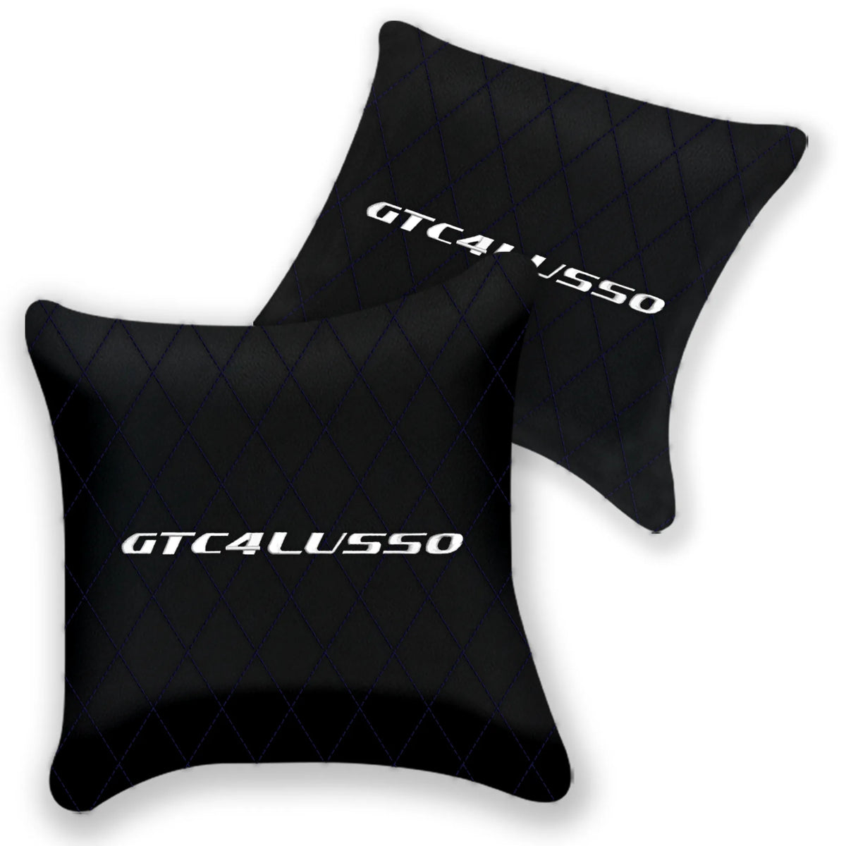 Customizable Black Leather Pillows Set of 2 for Ferrari GTC4 Lusso (2016-2023) - Various Stitching Colors