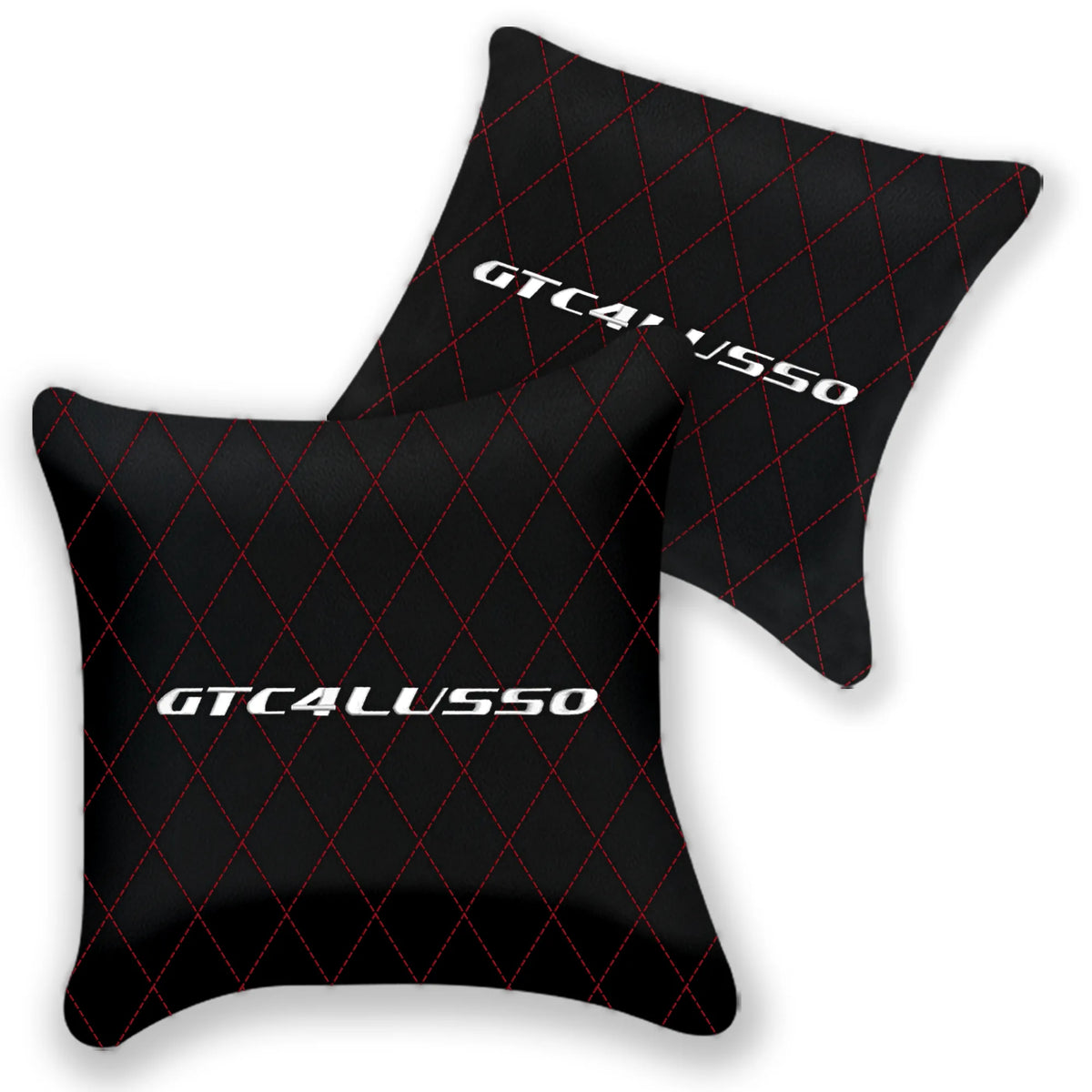Customizable Black Leather Pillows Set of 2 for Ferrari GTC4 Lusso (2016-2023) - Various Stitching Colors