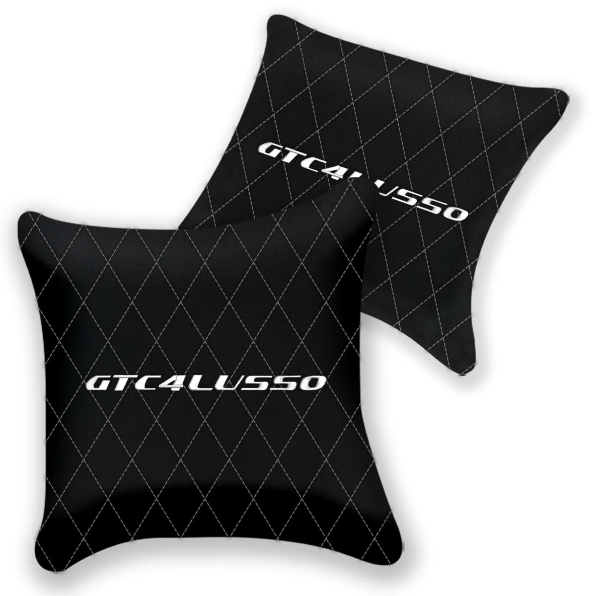 Customizable Black Leather Pillows Set of 2 for Ferrari GTC4 Lusso (2016-2023) - Various Stitching Colors