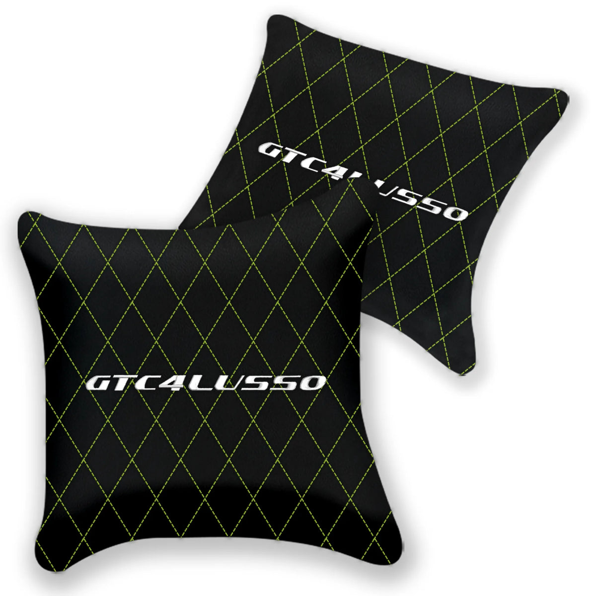 Customizable Black Leather Pillows Set of 2 for Ferrari GTC4 Lusso (2016-2023) - Various Stitching Colors