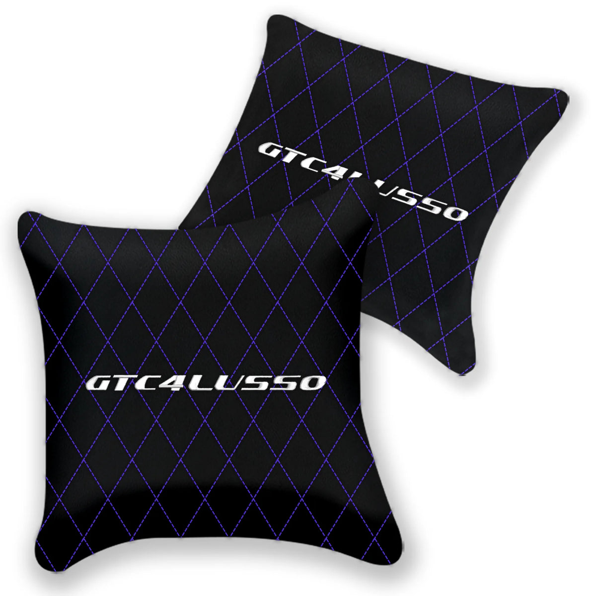 Customizable Black Leather Pillows Set of 2 for Ferrari GTC4 Lusso (2016-2023) - Various Stitching Colors