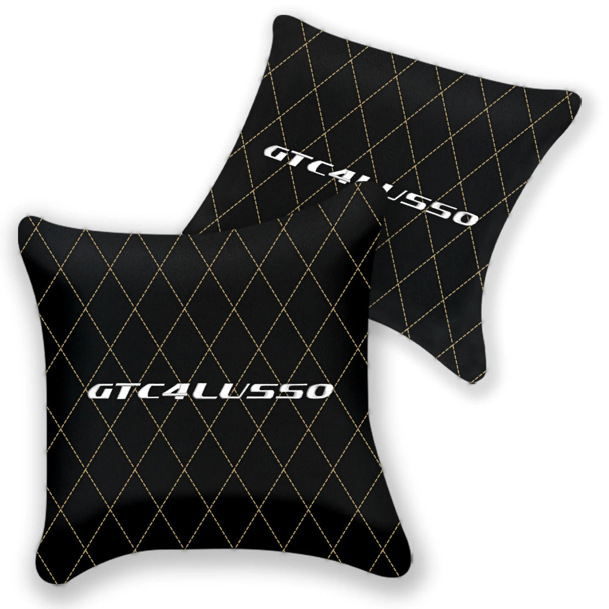 Customizable Black Leather Pillows Set of 2 for Ferrari GTC4 Lusso (2016-2023) - Various Stitching Colors