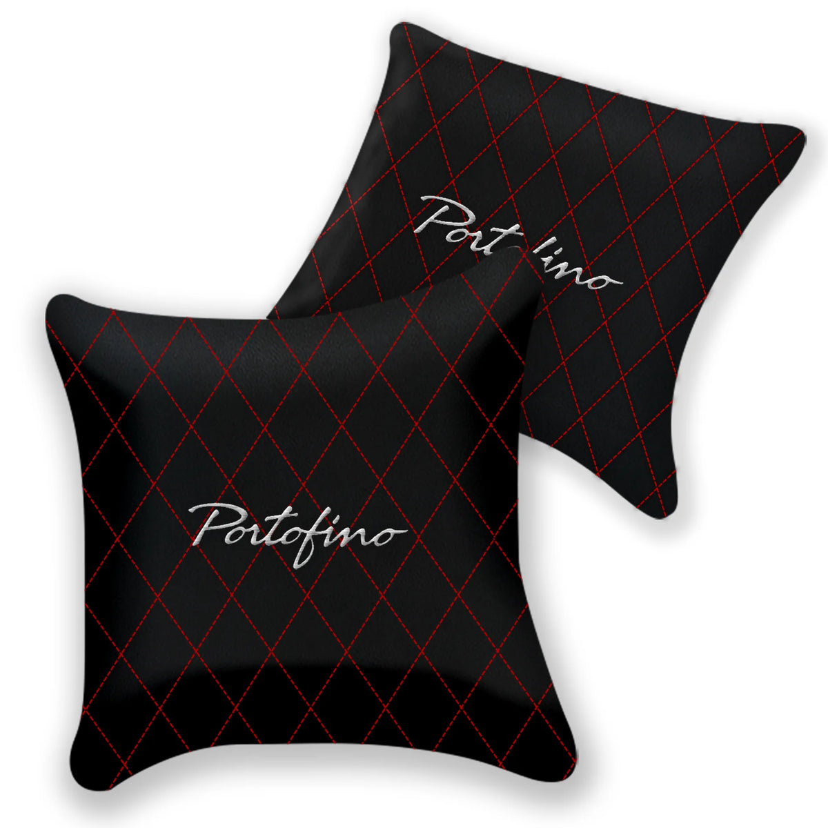 Customizable Black Leather Pillows Set of 2 for Ferrari Portofino (2018-2023) - Various Stitching Colors