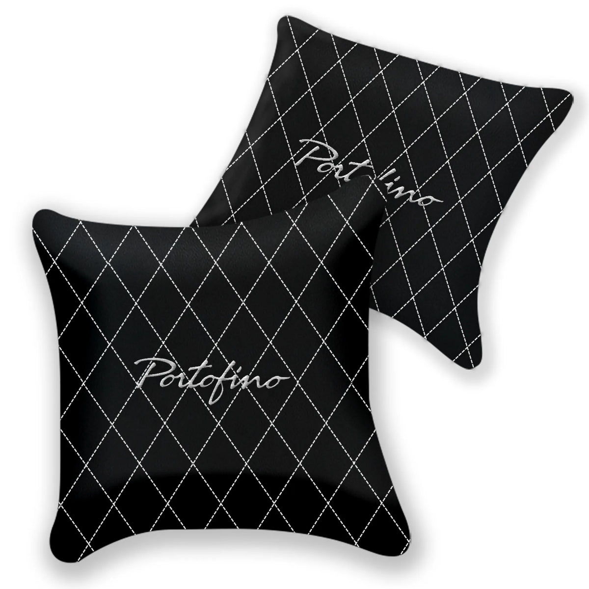 Customizable Black Leather Pillows Set of 2 for Ferrari Portofino (2018-2023) - Various Stitching Colors