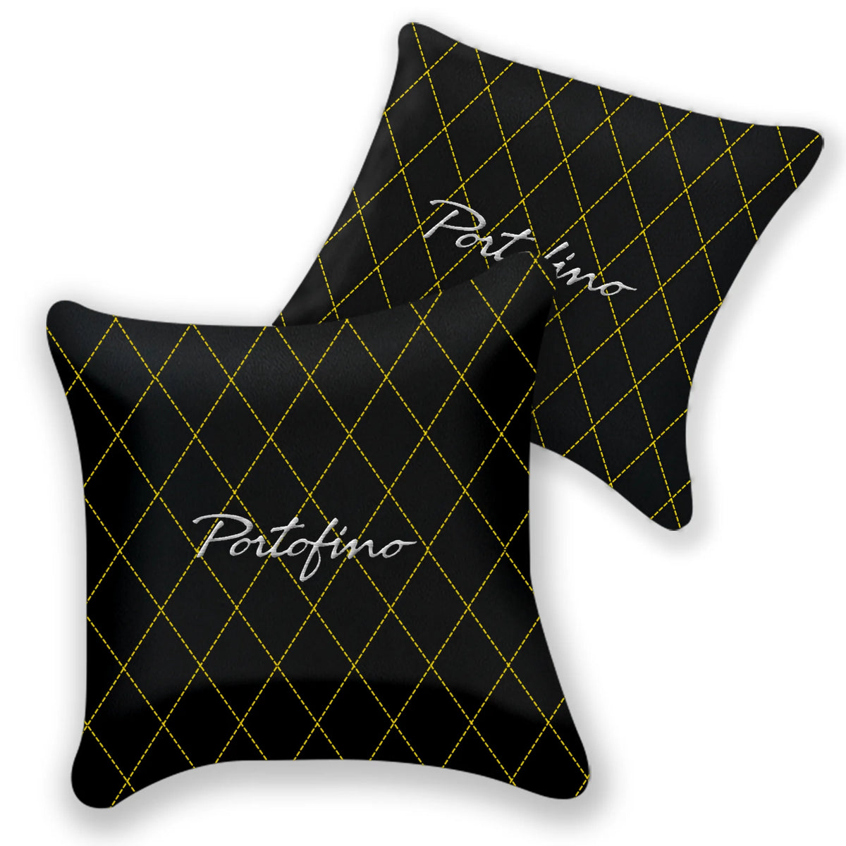 Customizable Black Leather Pillows Set of 2 for Ferrari Portofino (2018-2023) - Various Stitching Colors