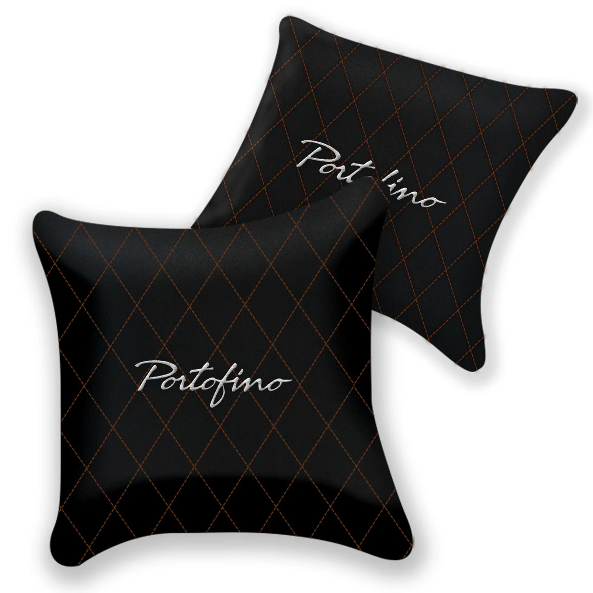 Customizable Black Leather Pillows Set of 2 for Ferrari Portofino (2018-2023) - Various Stitching Colors