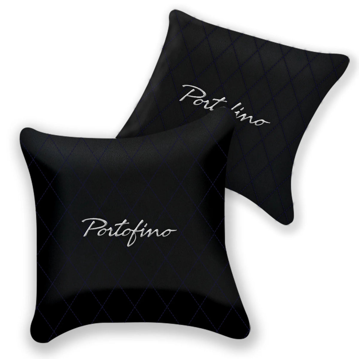 Customizable Black Leather Pillows Set of 2 for Ferrari Portofino (2018-2023) - Various Stitching Colors