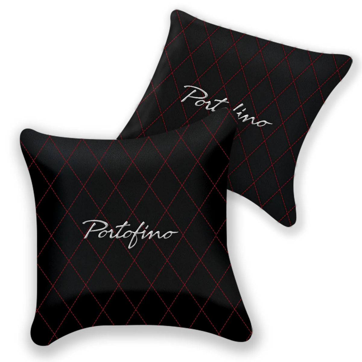 Customizable Black Leather Pillows Set of 2 for Ferrari Portofino (2018-2023) - Various Stitching Colors