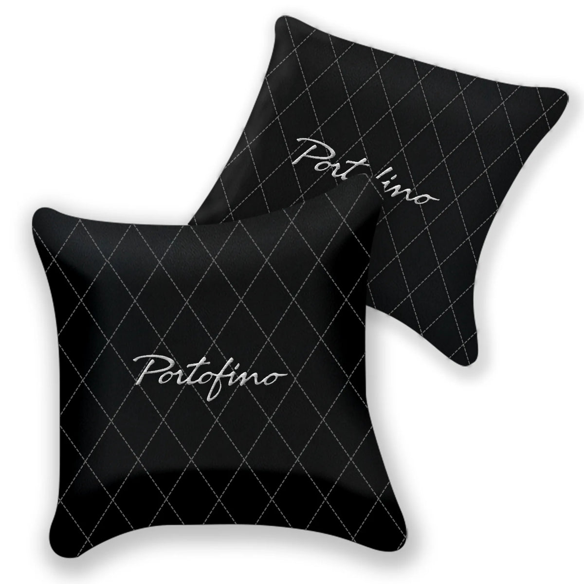 Customizable Black Leather Pillows Set of 2 for Ferrari Portofino (2018-2023) - Various Stitching Colors