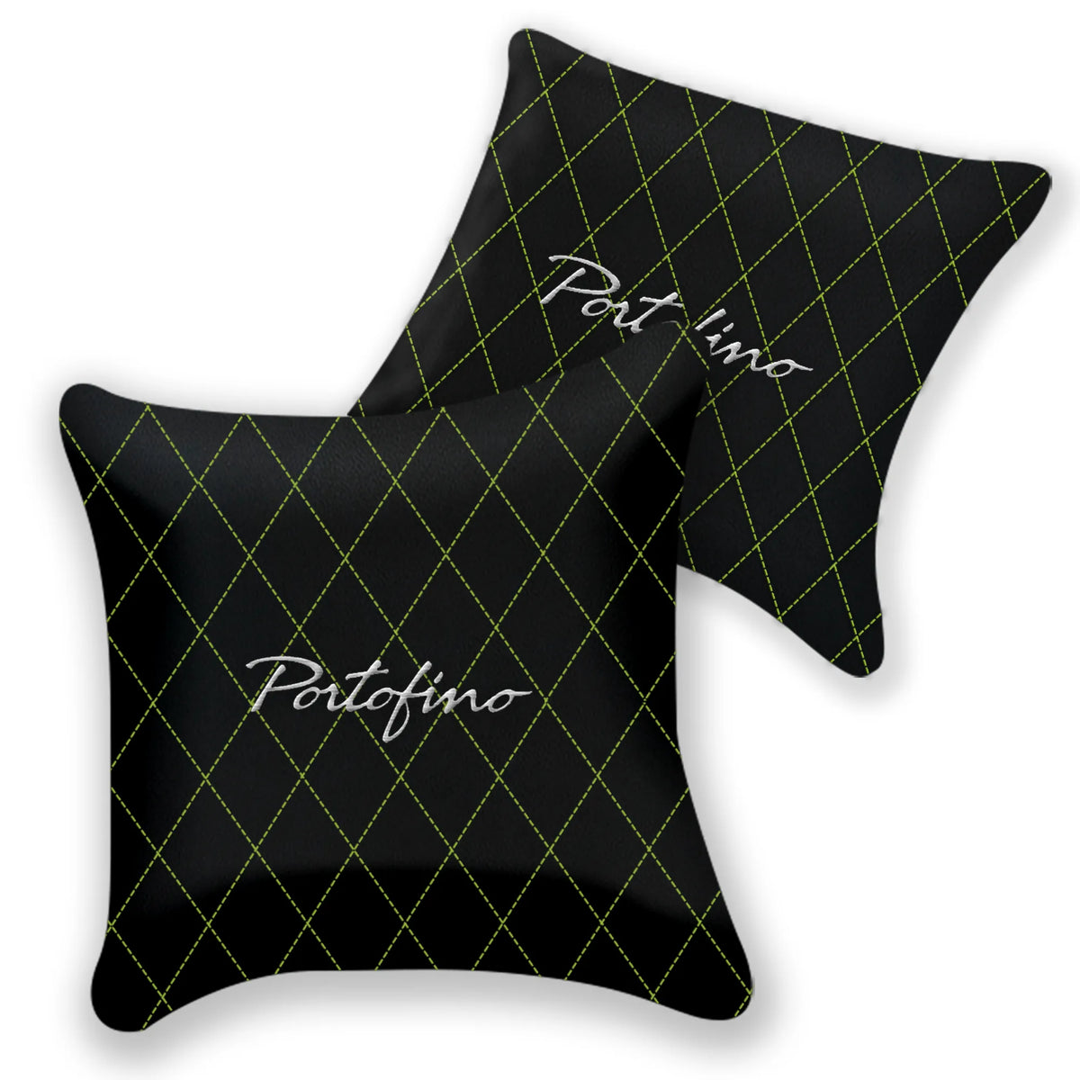 Customizable Black Leather Pillows Set of 2 for Ferrari Portofino (2018-2023) - Various Stitching Colors
