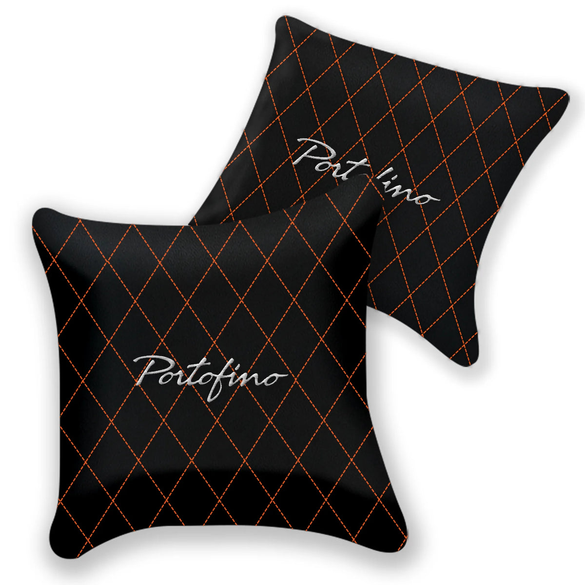 Customizable Black Leather Pillows Set of 2 for Ferrari Portofino (2018-2023) - Various Stitching Colors