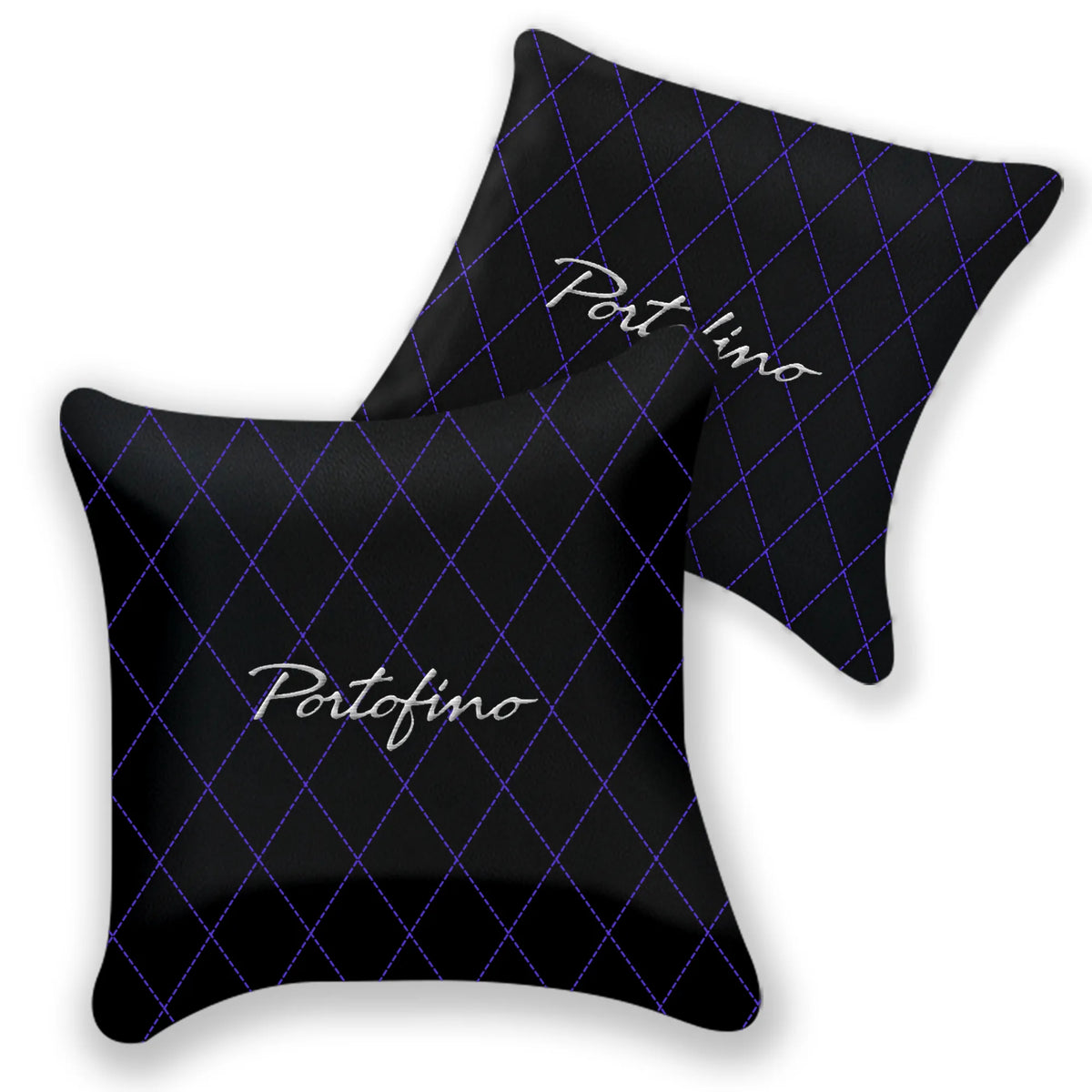 Customizable Black Leather Pillows Set of 2 for Ferrari Portofino (2018-2023) - Various Stitching Colors