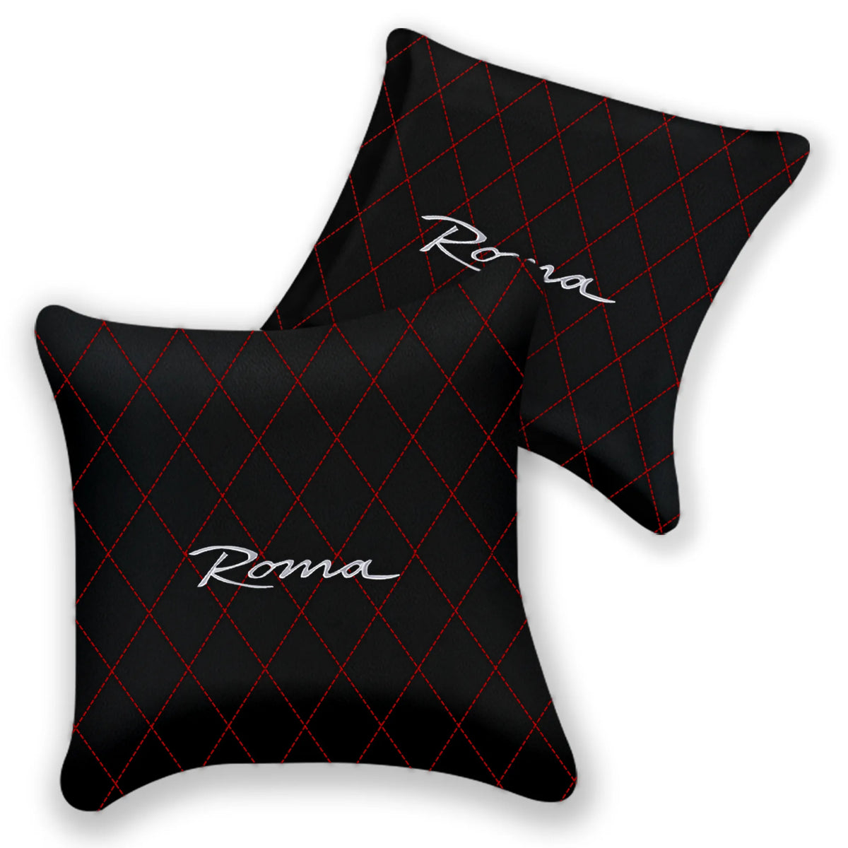 Customizable Black Leather Pillows Set of 2 for Ferrari Roma (2021-2027) - Various Stitching Colors