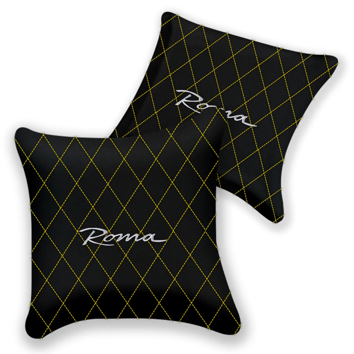 Customizable Black Leather Pillows Set of 2 for Ferrari Roma (2021-2027) - Various Stitching Colors