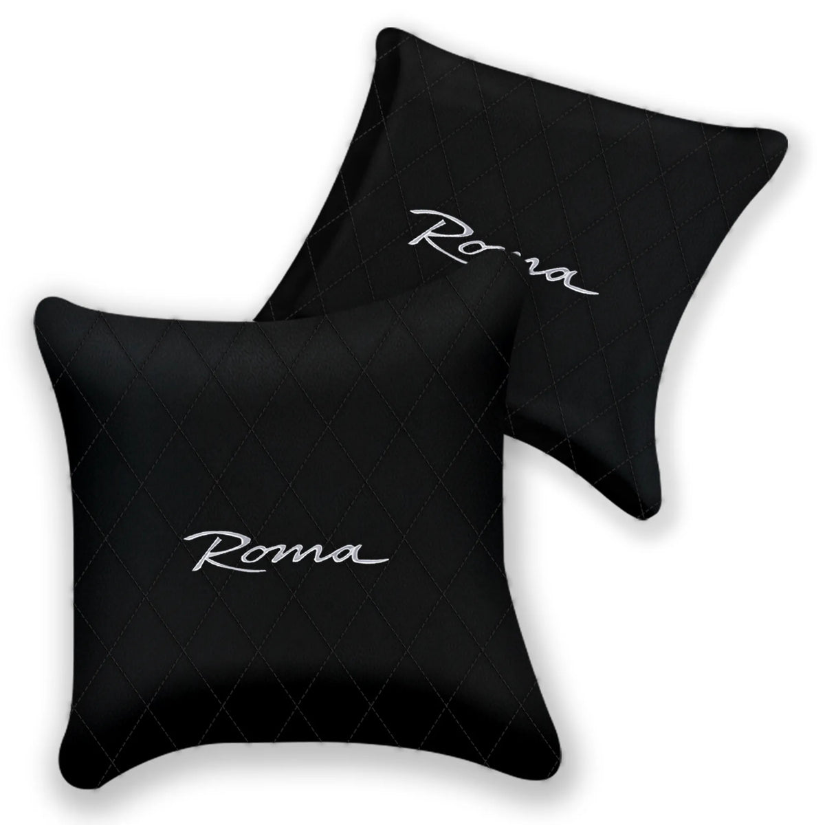 Customizable Black Leather Pillows Set of 2 for Ferrari Roma (2021-2027) - Various Stitching Colors