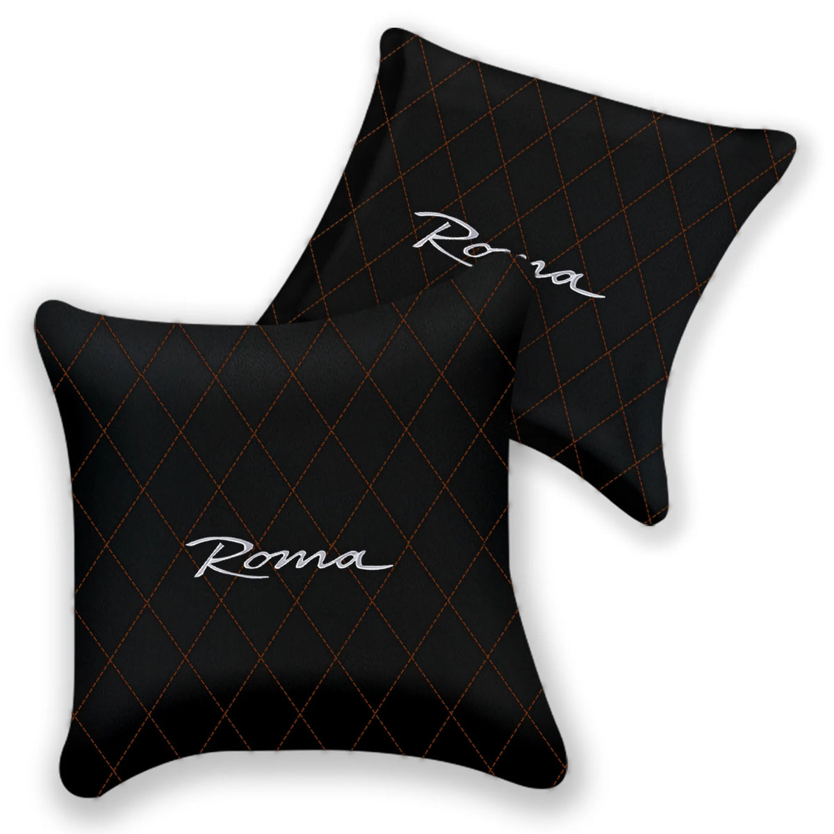 Customizable Black Leather Pillows Set of 2 for Ferrari Roma (2021-2027) - Various Stitching Colors
