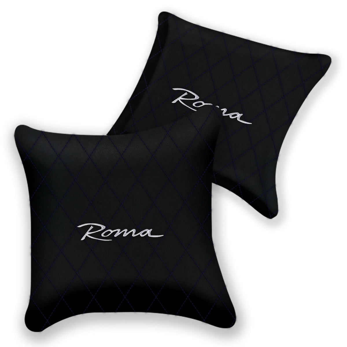 Customizable Black Leather Pillows Set of 2 for Ferrari Roma (2021-2027) - Various Stitching Colors