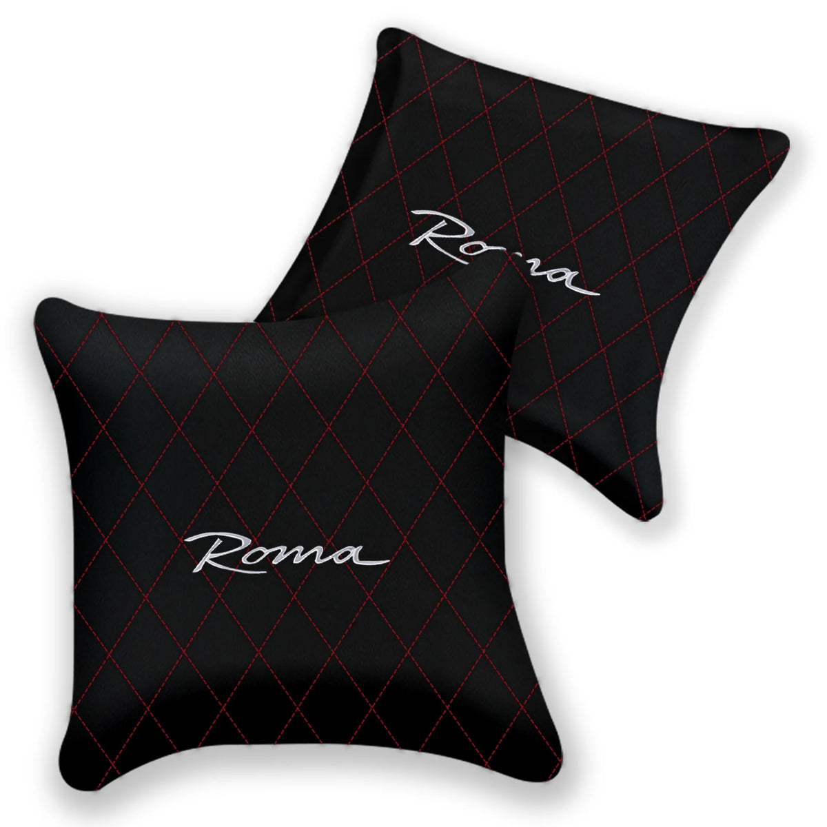 Customizable Black Leather Pillows Set of 2 for Ferrari Roma (2021-2027) - Various Stitching Colors