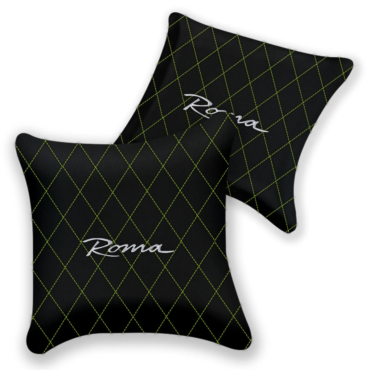 Customizable Black Leather Pillows Set of 2 for Ferrari Roma (2021-2027) - Various Stitching Colors