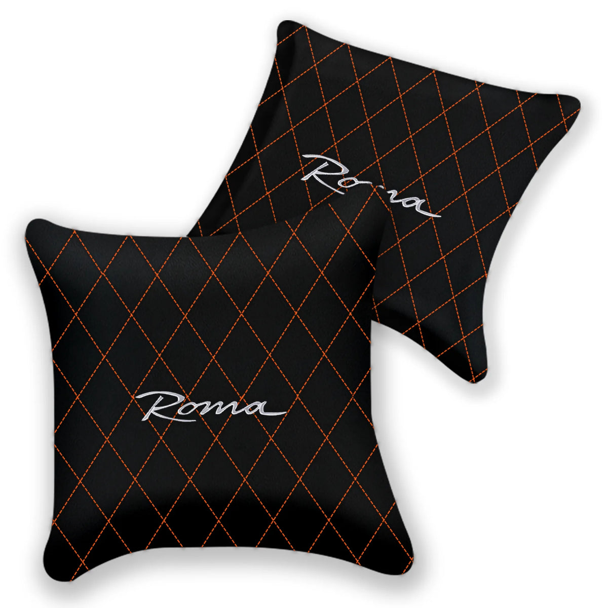 Customizable Black Leather Pillows Set of 2 for Ferrari Roma (2021-2027) - Various Stitching Colors