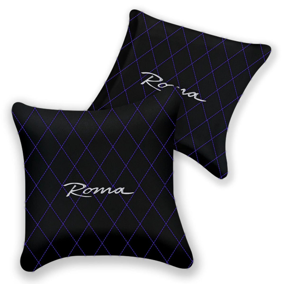 Customizable Black Leather Pillows Set of 2 for Ferrari Roma (2021-2027) - Various Stitching Colors