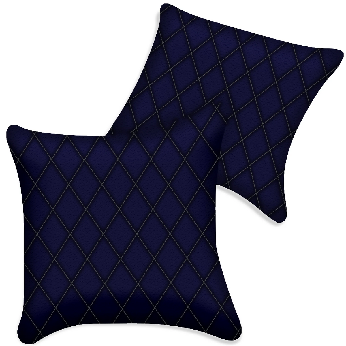 Customizable Dark Blue Leather Pillows Set of 2 for All Vehicles | Single Diamond Pattern