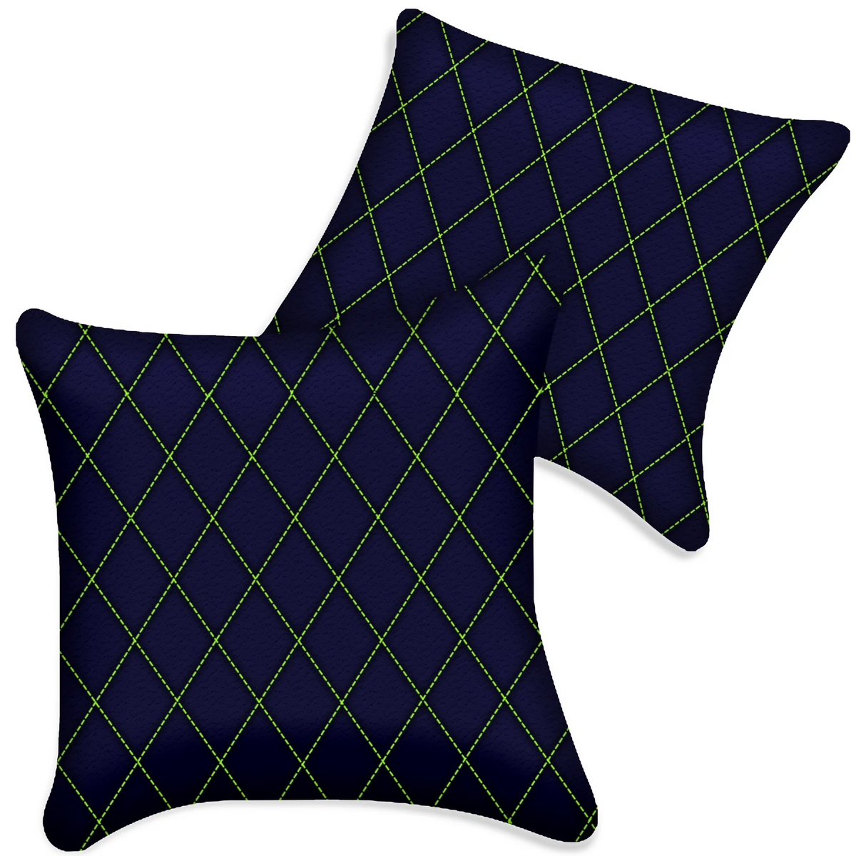 Customizable Dark Blue Leather Pillows Set of 2 for All Vehicles | Single Diamond Pattern
