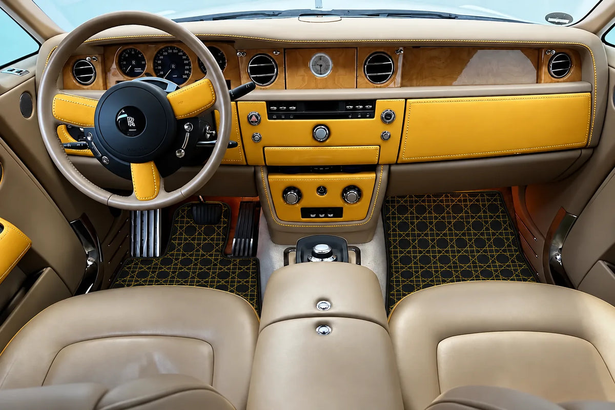 Customizable Leather Floor Mats with AW05 Pattern for Rolls Royce Phantom Sedan (2003-2016) inside the vehicle