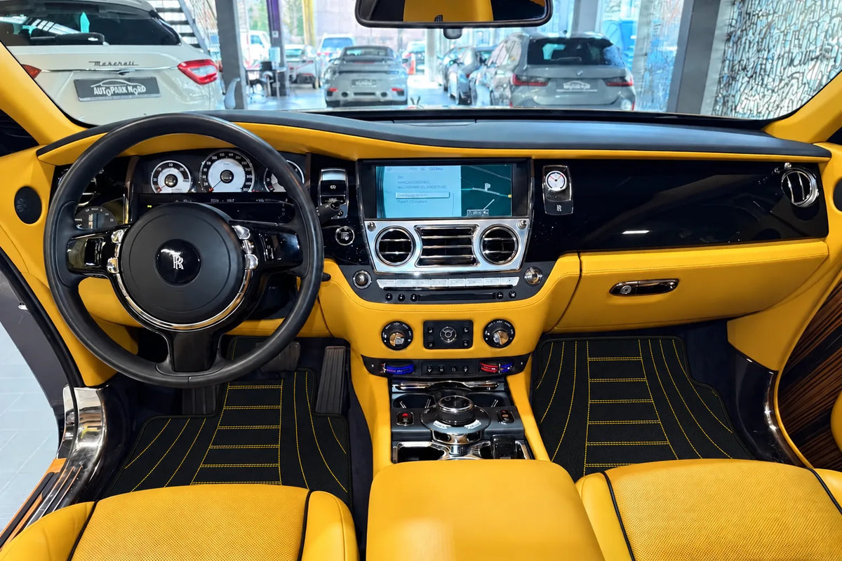 Customizable Leather Floor Mats with AW17 Pattern for Rolls Royce Wraith (2013–2023) inside the vehicle