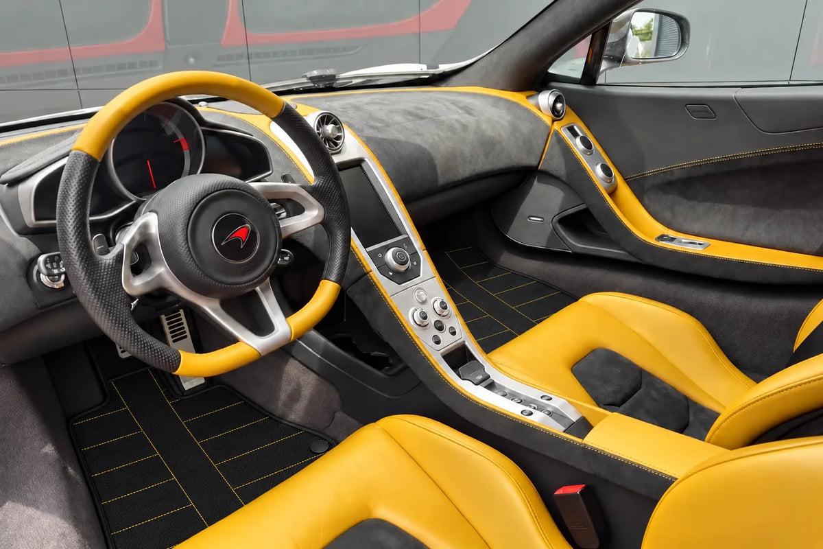 Customizable Leather Floor Mats with AW30 Pattern for McLaren MP4-12C (2011–2014) inside the vehicle