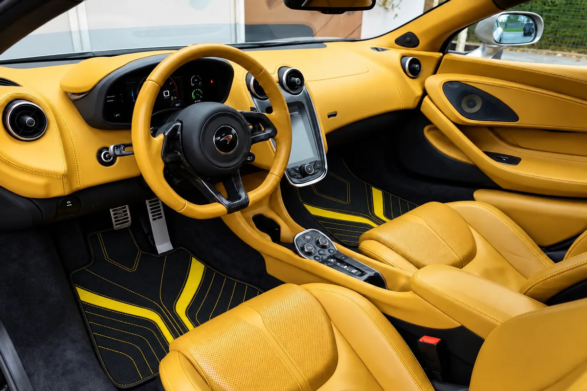 Customizable Leather Floor Mats with AW32 Pattern for McLaren 570S (2015-2021) inside the vehicle