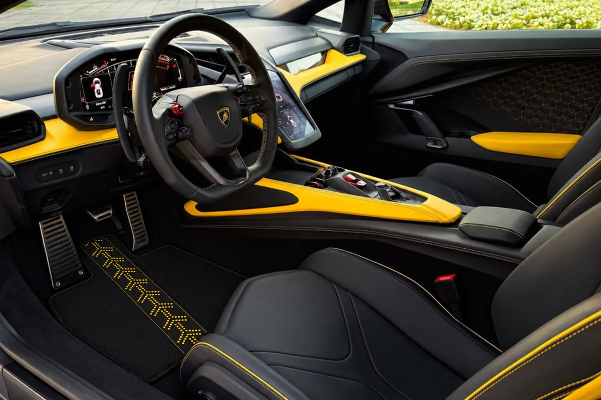 Customizable Leather Floor Mats with AW44 Pattern for Lamborghini Revuelto (2024-2027) inside the vehicle