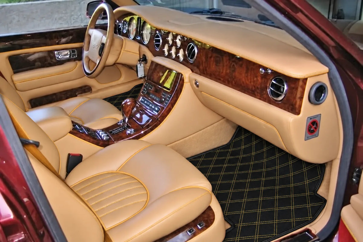 Customizable Leather Floor Mats with Double Diamond Pattern for Bentley Red Label RL (1998-2009) inside the vehicle