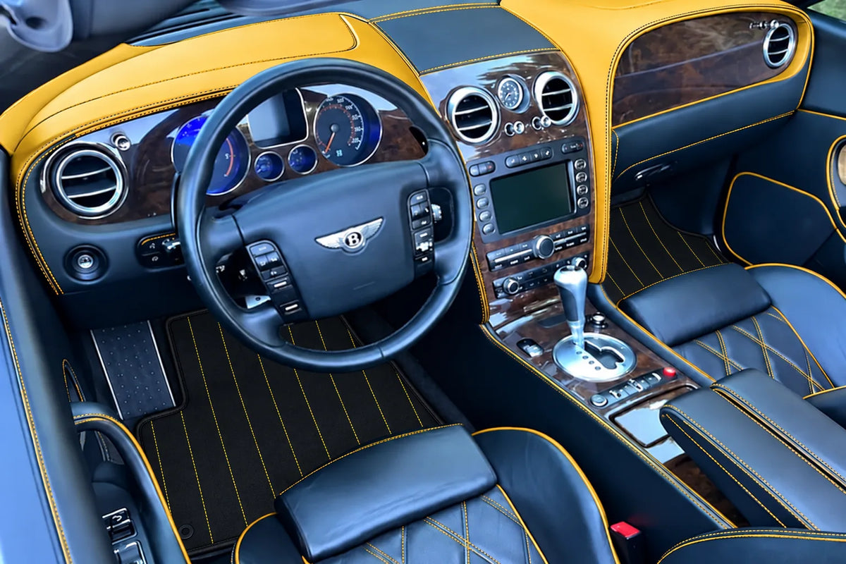 Customizable Leather Floor Mats with Line Pattern for Bentley Continental GTC (2006–2011) inside the vehicle