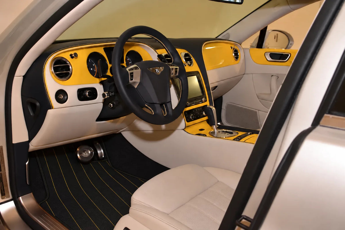 Customizable Leather Floor Mats with Line Pattern for Bentley Flying Spur (2005-2013) inside the vehicle