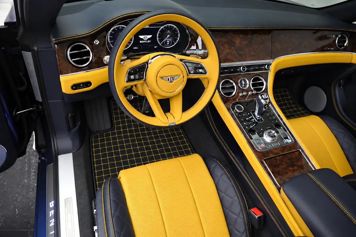 Customizable Leather Floor Mats with Square Pattern for Bentley Continental GTC (2018-2023) inside the vehicle
