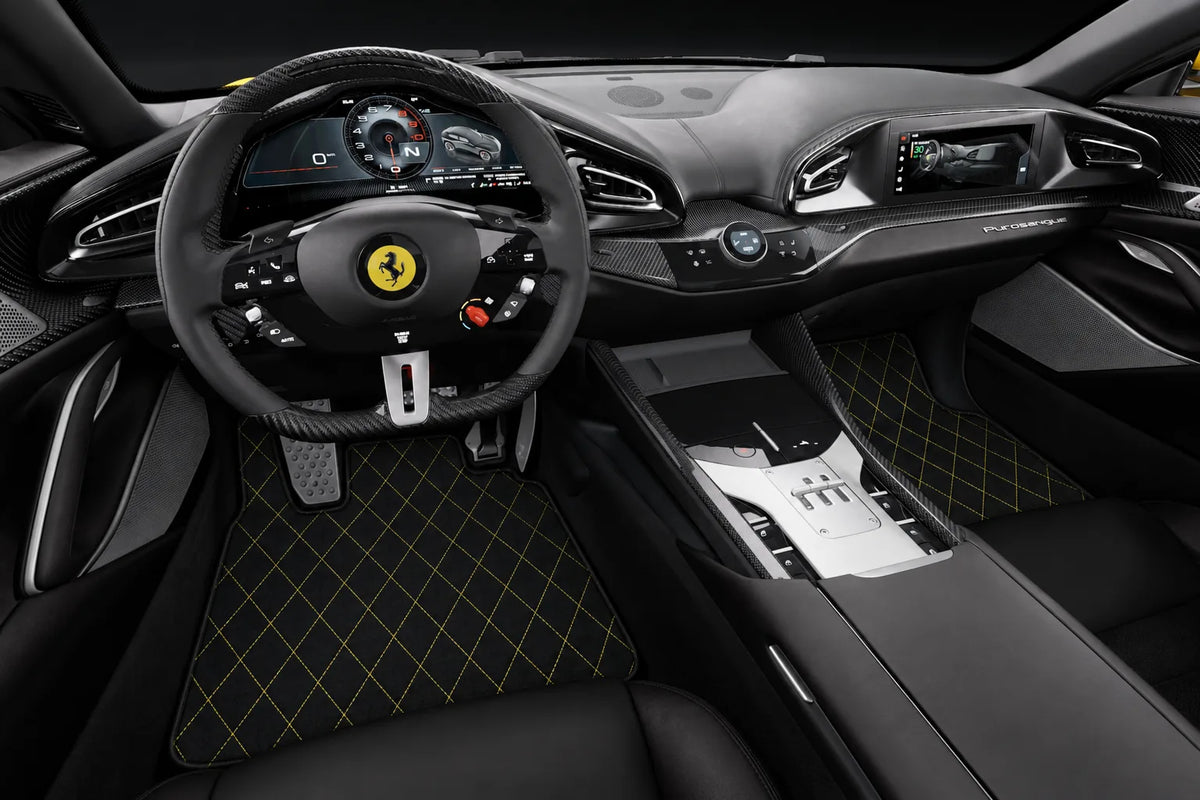Customizable Single Diamond Pattern Floor Mats for Ferrari Purosangue (2023-2027) inside the vehicle