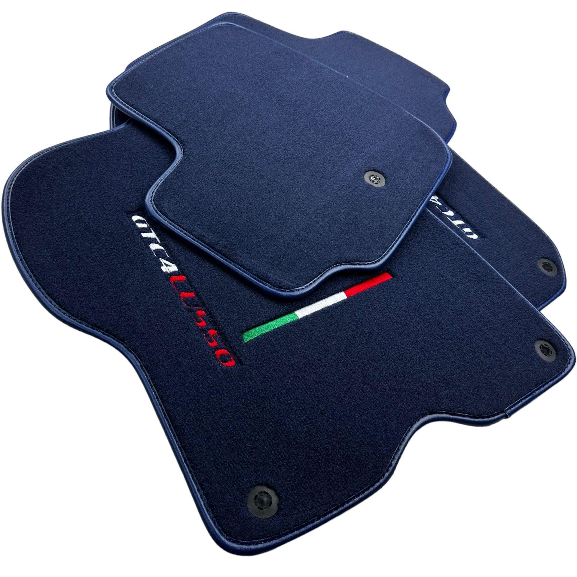 Dark Blue Floor Mats For Ferrari GTC4 Lusso (2016-2023) Italian Edition - AutoWin