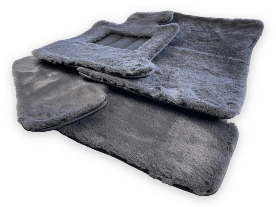 Dark Gray Sheepskin Floor Mats For Bentley Bentayga Design Brand - AutoWin