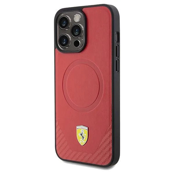 Ferrari Carbon Metal Logo MagSafe Hardcase for iPhone 15 Pro Max 6.7" - AutoWin